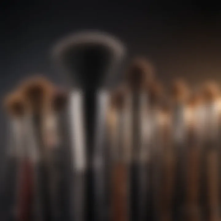 Artistic arrangement of makeup brushes ideal for eye makeup application