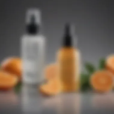 An array of natural ingredients used in serums, such as vitamin C and niacinamide