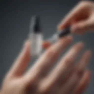 Close-up of a hand applying a serum, emphasizing the technique of skincare application.