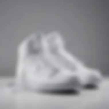 Stylish All White Nike High Tops Stylish all white Nike high tops elegantly displayed on a minimalist background.