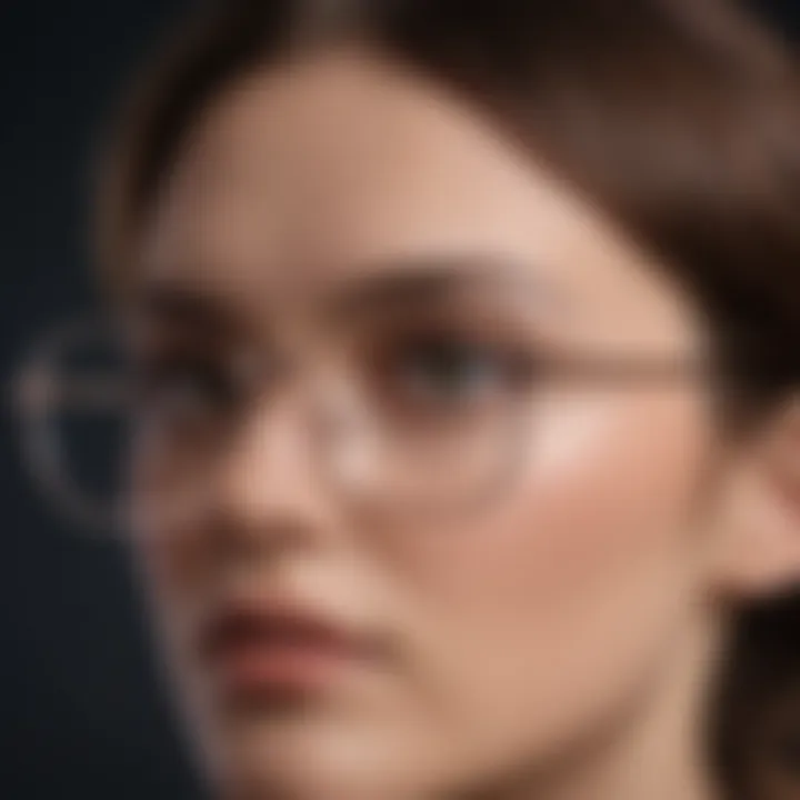 Close-up of stylish square glasses highlighting frame design