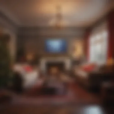 Christmas Film Setup A cozy living room decorated for Christmas with classic films on display