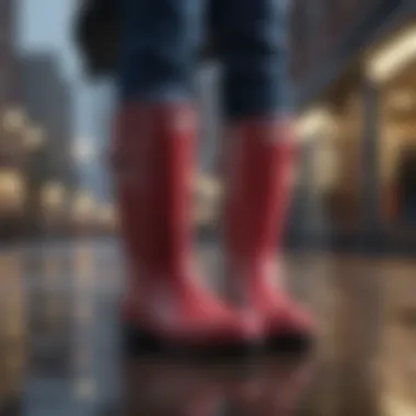 Close-up of rain boots highlighting comfort features