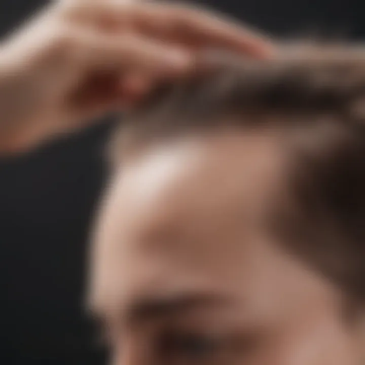 User applying hair growth serum on scalp