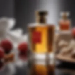 Baccarat body oil bottle surrounded by natural ingredients
