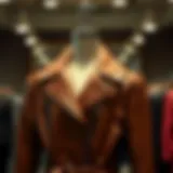 Stylish Banana Republic leather coat on a mannequin