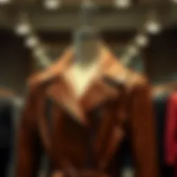 Stylish Banana Republic leather coat on a mannequin
