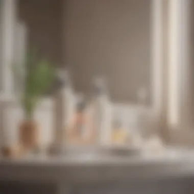 Elegant Skin Care Arrangement A serene bathroom setting featuring skin care products including a skin tightening cream