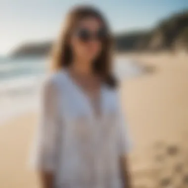 Stylish beach look with a crochet cover-up and oversized sunglasses