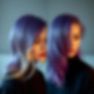 Before and after results of using a purple toner on blonde hair.