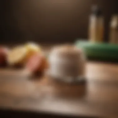 Close-up of natural highlighter ingredients on a wooden table