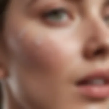 Close-Up of Clear Zinc Sunscreen Absorption Close-up shot of clear zinc sunscreen absorbed into skin