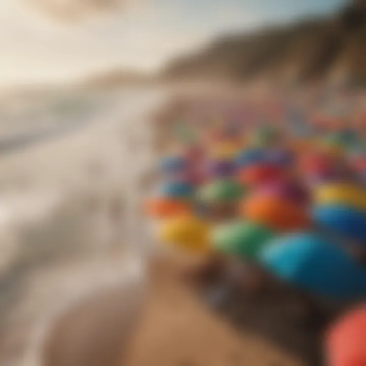 Vibrant beach with colorful umbrellas