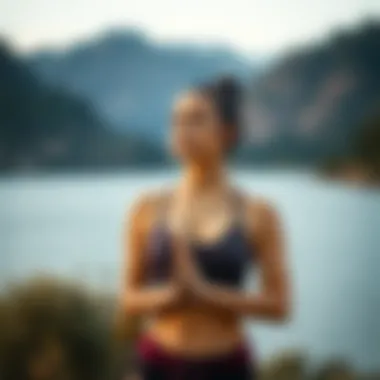 Stylish yoga attire in a serene setting
