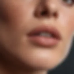 Close-up of foundation swatches on skin