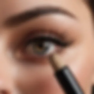 Close-up of mascara wand showcasing unique brush design