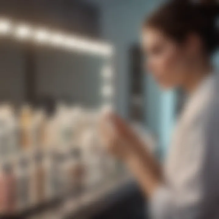 A person selecting skincare products tailored for their skin type