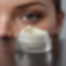 Close-up of an eye cream jar with a soothing texture