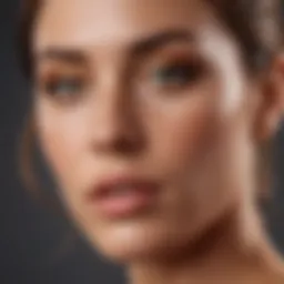 A close-up of sensitive skin with a natural glow after using tanning lotion