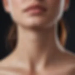 Close-up view of neck with acne lesions highlighting skin condition