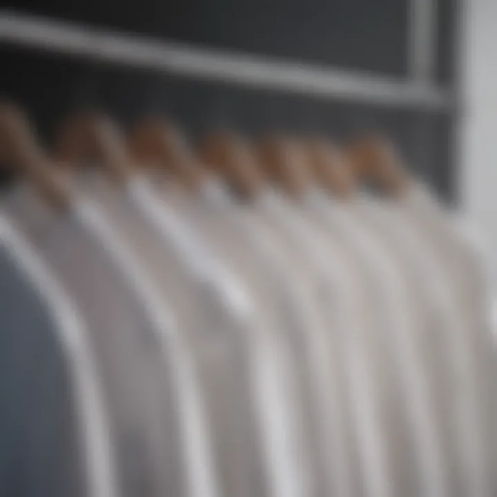 Variety of white undershirts displayed on a hanger