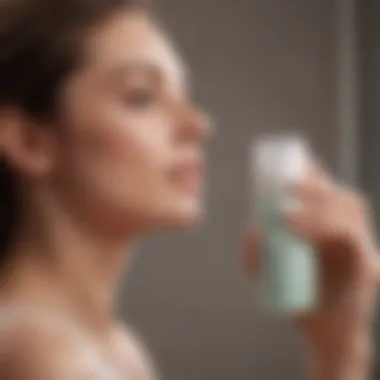 Application of Biossance Deodorant Biossance deodorant being applied to skin in a serene environment
