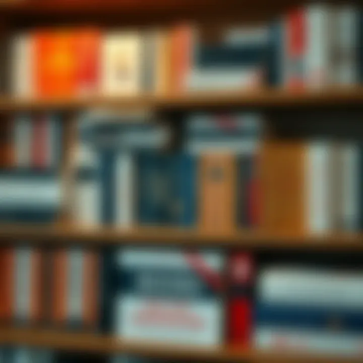 A visually striking bookshelf showcasing influential self-motivation literature