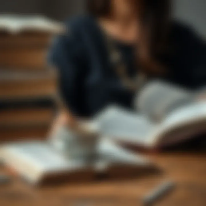 A person journaling with a cup of coffee beside a stack of inspiring books