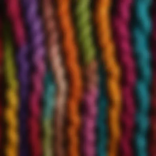 A close-up view of vibrant crochet hair showcasing various textures and colors.