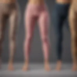 A collection of breathable summer leggings in various colors and patterns displayed elegantly.
