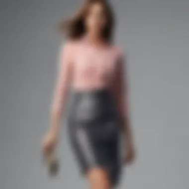 Sophisticated Blouse and Skirt Ensemble Stylish outfit featuring a flowing blouse and pencil skirt