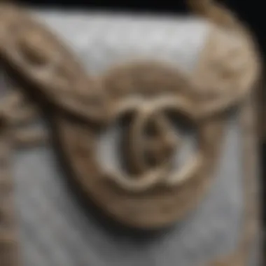 Close-up of Chanel bag detailing during restoration