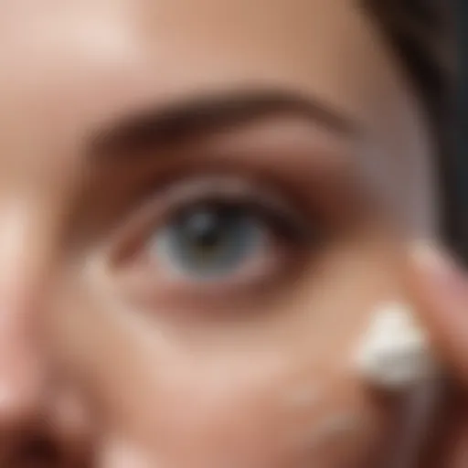 A close-up view of a soothing cream being applied to dry skin.