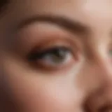 Close-up view of crepey eyelids showcasing texture