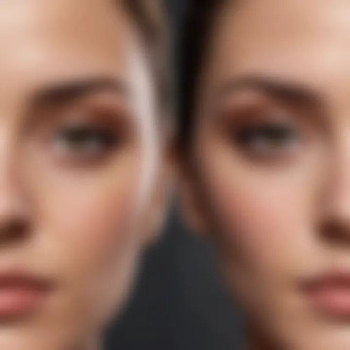 Before and after of eyeshadow application on crepey eyelids