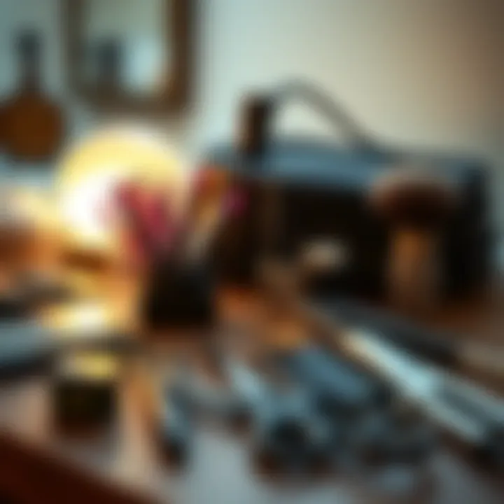 A well-organized table with essential perm application tools