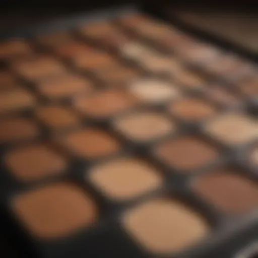 Diverse bronzer shades on a palette