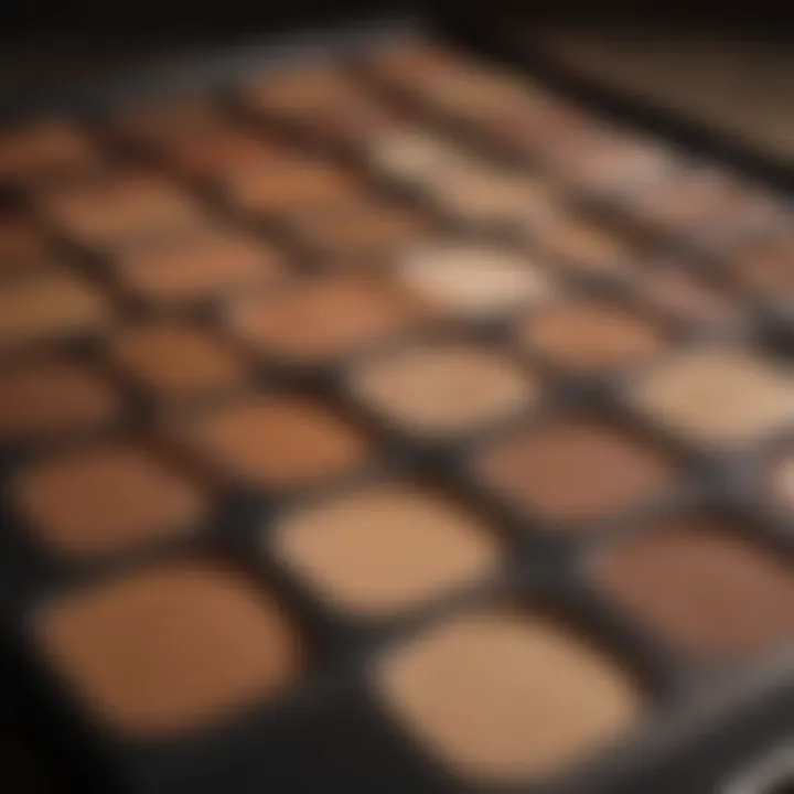 Diverse bronzer shades on a palette