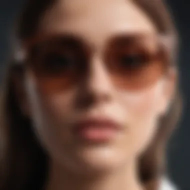 Close-up of sunglasses on a face shape chart