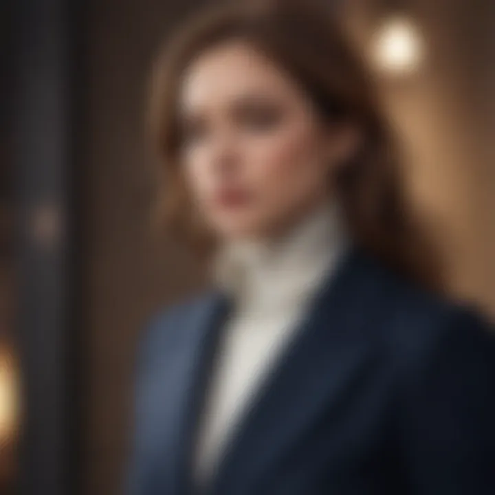 A chic layered outfit showcasing a turtleneck and tailored blazer