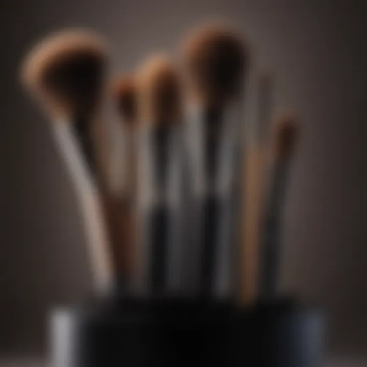 Various clean makeup brushes displayed neatly