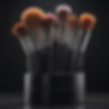 A well-organized makeup brush holder with vibrant brushes