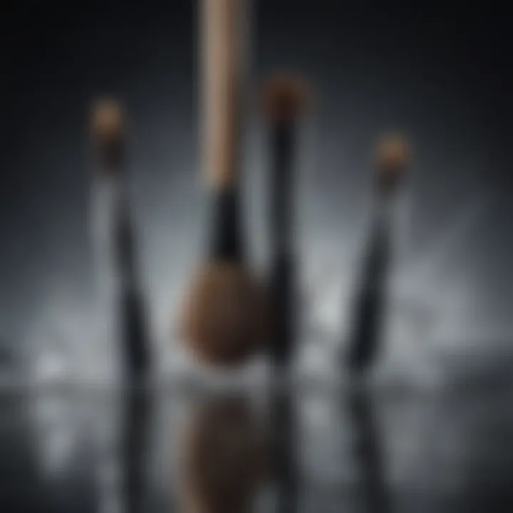 Close-up of makeup brushes being rinsed under running water