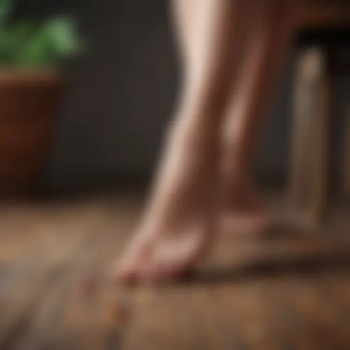 Natural remedies for foot care displayed on a wooden surface