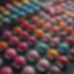 Close-up of a vibrant gel nail color palette