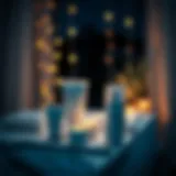 A tranquil nighttime setting with hair care products