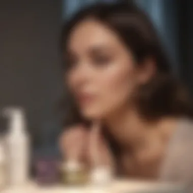 Nighttime Skincare Ritual An evening setting showcasing various nighttime skincare products with soft lighting.