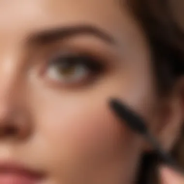 User applying Think Big All-In-One Mascara in a natural setting