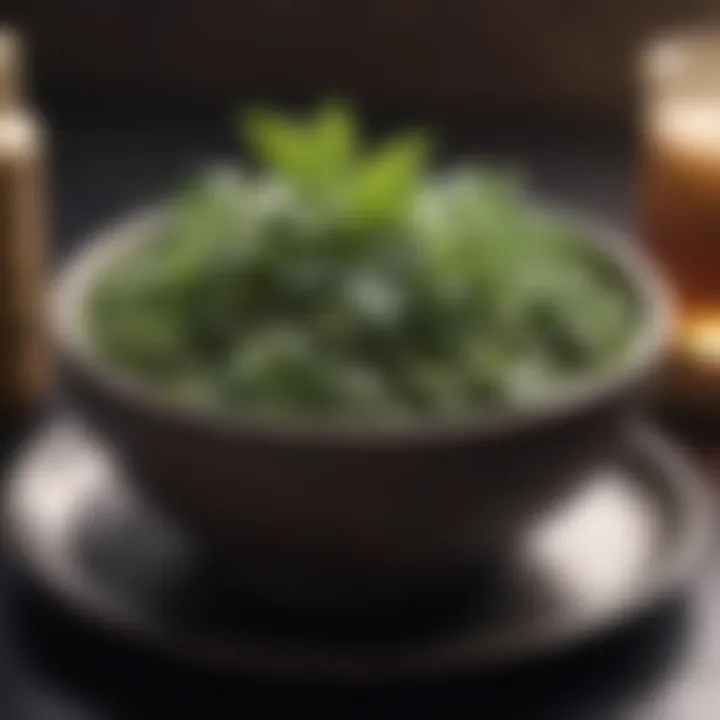 Herbal remedies displayed in a bowl