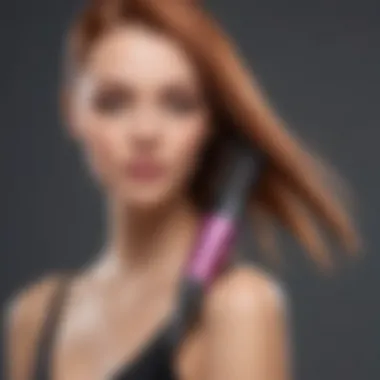 Conair Straightening Brush Styling in Action Demonstration of the Conair straightening brush in action on hair, highlighting smoothness and shine.